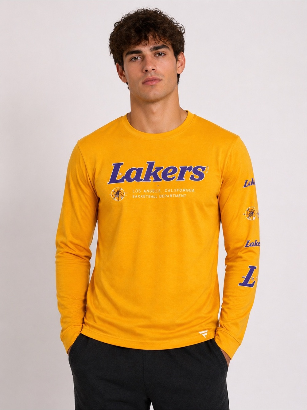 Los Angeles Lakers Fanatics 2XL Long Sleeve T-Shirt - Gold Baseline